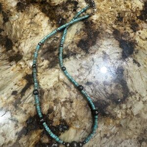 Turquoise and Silver Beaded Necklace